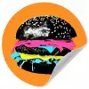 Hamburger - Oranje - Neon - popart Wandcirkel behangsticker klein -3d