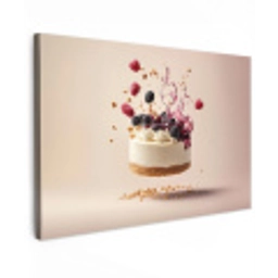 Cheesecake - Eten - Roze - Taart Tuinposter op houten frame 2 cm dik klein -3d