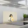 Vrouw - Bloem - Geel - Minimalistisch keuken achterwand spatscherm klein -3d_schuin