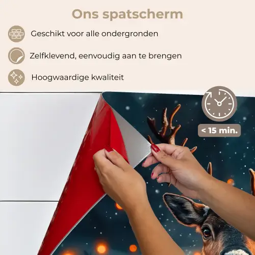 Hert - Kerst - Winter - Sneeuw - Kerstkrans keuken achterwand spatscherm klein -spatscherm_NL