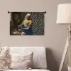 Melkmeisje - Kunst - Panterprint - Vermeer - Schilderij - Oude meesters Wandkleed katoen klein -sfeer4