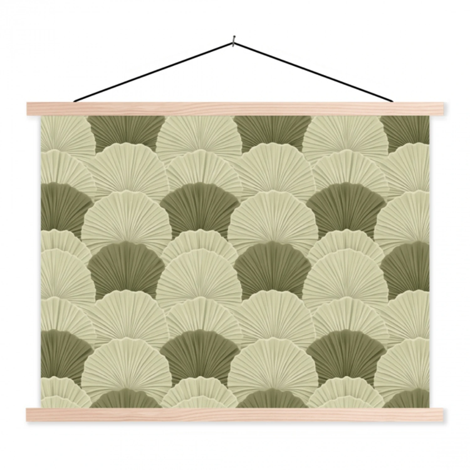 Bladeren - Structuur - Groen textielposter latten blank klein 122 -3d