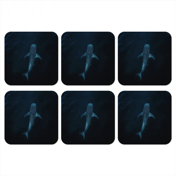 Oceaan - Walvishaai - Donkerblauw - Vlekken onderzetter kurk middel -3d