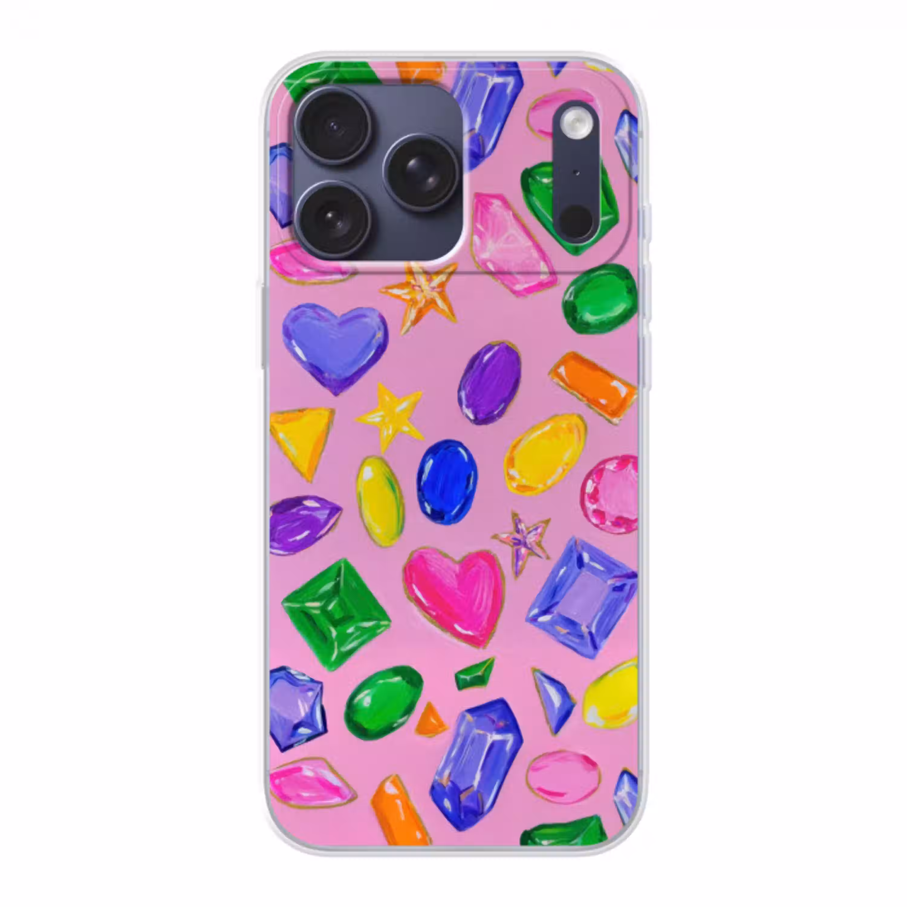 Edelstenen - Vormen - Hartje - Kleurrijk Telefoonhoesje iPhone 17 Pro Max klein -3d