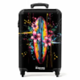 Kleurrijk surfbord met bloemen NBS - Handbagage koffer - Unisex middel -productfoto_recht
