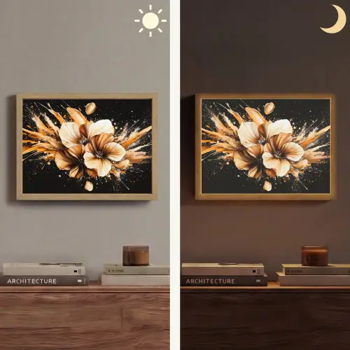 Bloemen - Goud - Graffiti - Zwart - Abstract Light Box met batterij (Wandlamp) middel -sfeer3