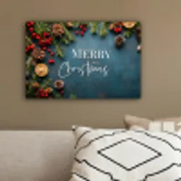 Merry Christmas - Blauw - Kerst - Winter canvas 2cm klein -sfeer3
