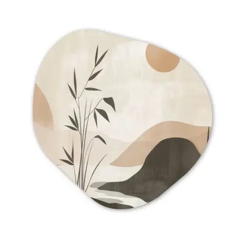 Japandi - Landschap - Beige Wandcirkel Organisch Forex 3mm klein -3d