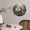 Tijger - Vlinders - Dieren - Jungle - Bloemen Wandcirkel behangsticker klein -sfeer3