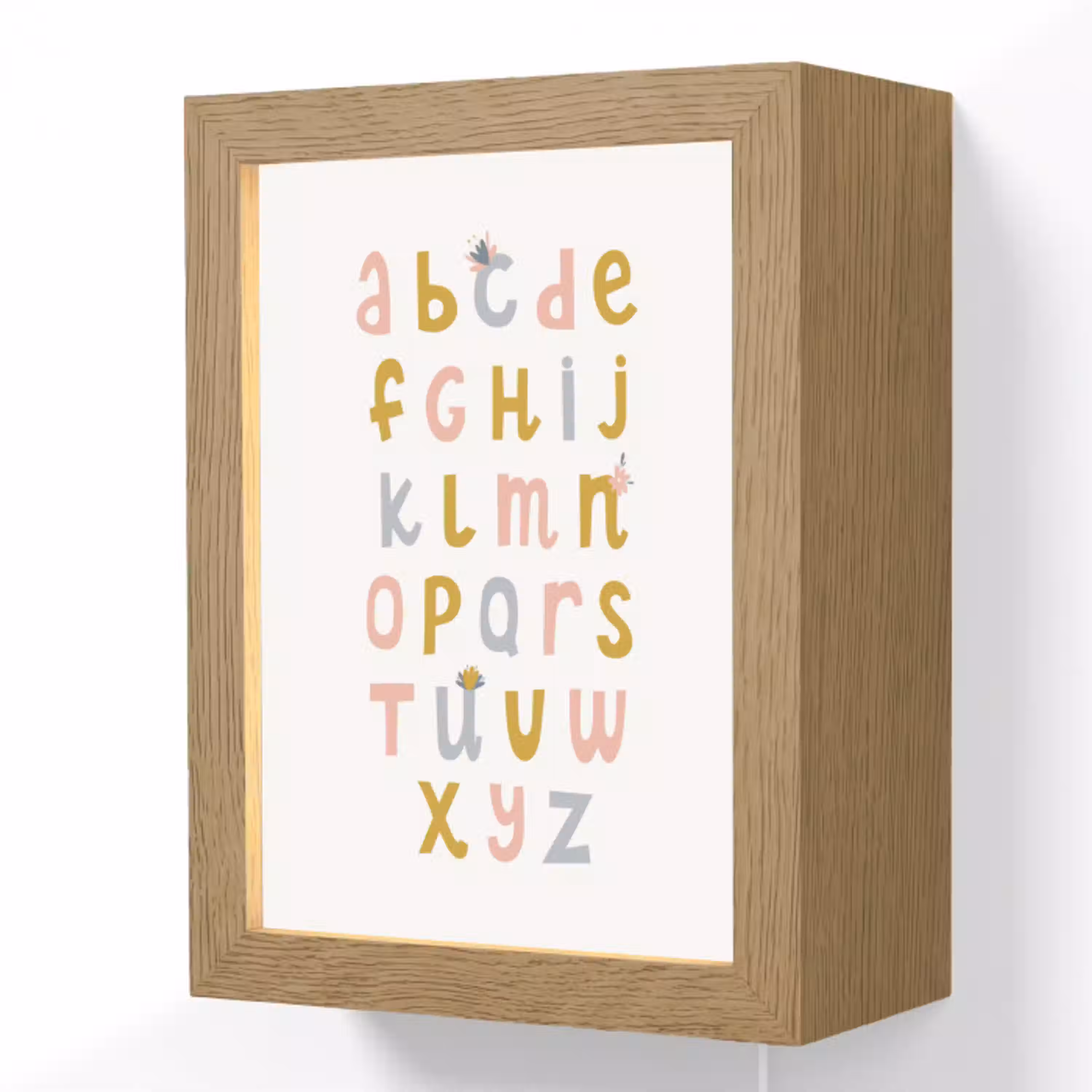 Alfabet - Roze - Letters leren voor kinderen Light Box met kabel (Wandlamp kind) klein -3d