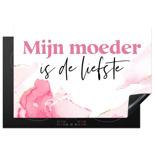 Quote - Mama - Mijn moeder is de liefste - Roze Inductie beschermer vinyl 3mm klein -3d