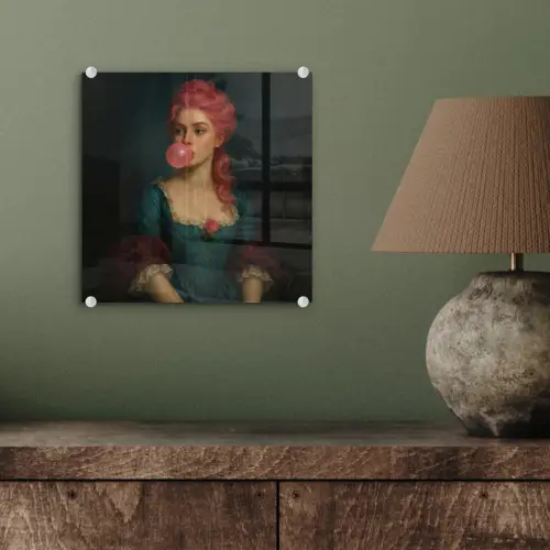 Vrouw - Portret - Kauwgombel plexiglas 5mm klein -sfeer3