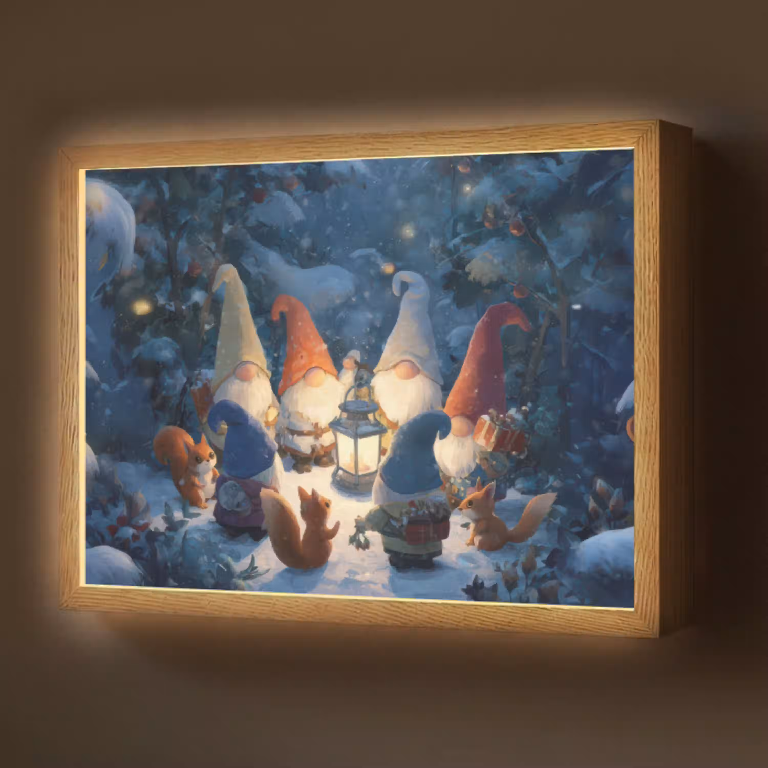 Winter - Gnooms - Eekhoorns - Meerkleurig Light Box met batterij (Wandlamp) middel -z3d_website