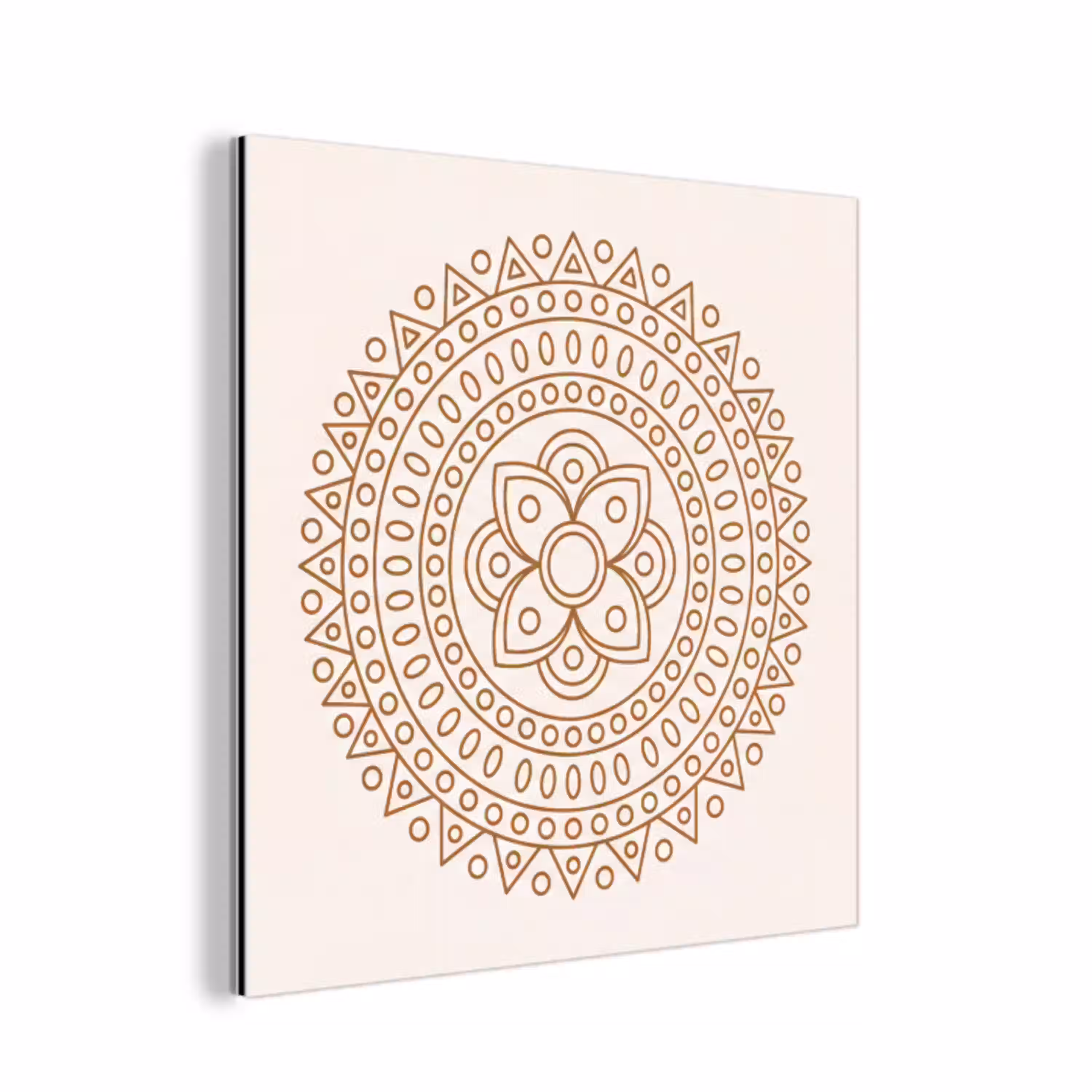 Mandala - Geometrisch - Abstract - Oosters - Bruin aluminium wit klein -3d