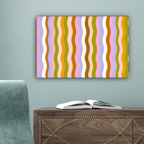 lijnen - Golven - Pastelkleuren - Patroon canvas 2cm klein -sfeer4