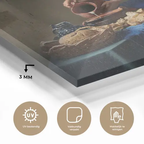 Het melkmeisje - Schilderij van Johannes Vermeer plexiglas 5mm klein -sfeer2