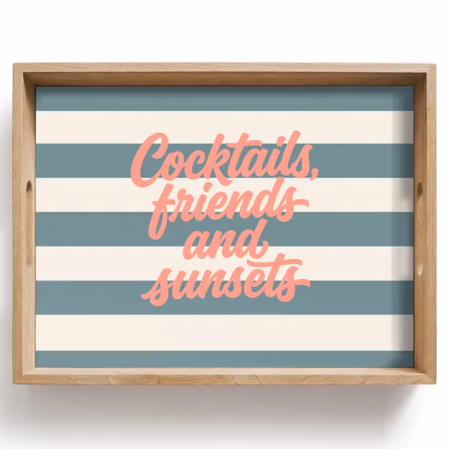 Dienblad - Cocktails - Strepen - Blauw - Koraal