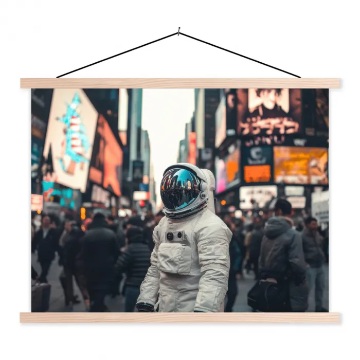 Stad - Mensen - Astronaut - Wit textielposter latten blank klein -3d