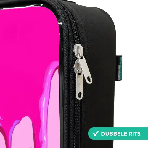 Verf - Smiley - Roze Kinderkoffer - Zwart klein -rits_NL
