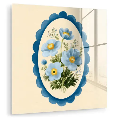 Lijst - Bloemen - Lichtblauw - Illustratie plexiglas 5mm klein -zzzproduct_nieuw