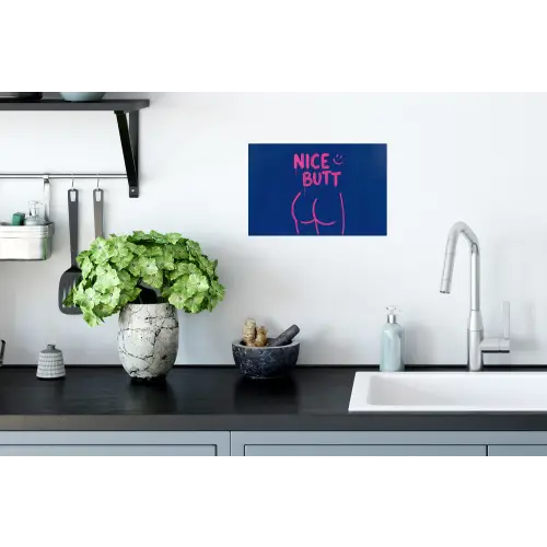 Brutaal - Grappig - Blauw Muursticker klein -keuken
