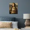 Mona Lisa - Kat - Leonardo da Vinci - Vintage - Kunstwerk - Oude meesters - Schilderij poster papier klein -sfeer2