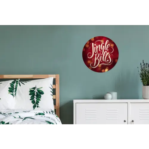 Jingle - Bells - Kerst - Rood Wandcirkel aluminium klein -slaapkamer
