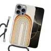 Minimalistisch - Boog - Lijnen - Beige Hoesje iPhone 16 Pro Max met koord klein -sfeer1