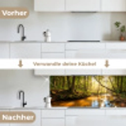 Bos - Beek - Zonlicht - Natuur - Groen keuken achterwand 2 middel -voor-na_DE
