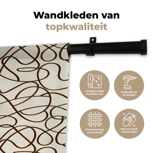 Beige - Lijnen - Donkerbruin Wandkleed katoen klein 269 -sfeer2
