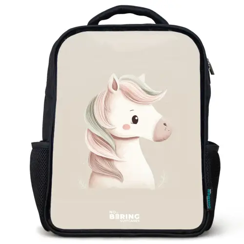 Pony in roze pastel kleuren Rugzak - Zwart middel -3d