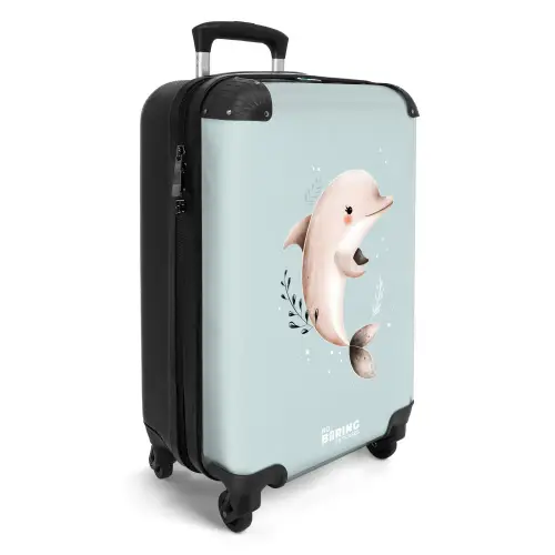 Beige dolfijn in blauw water NBS - Handbagage koffer - Kinderen Unisex middel -productfoto_3d