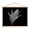 Maïskolf - Glanzend metaal - Elegant textielposter latten blank klein -3d