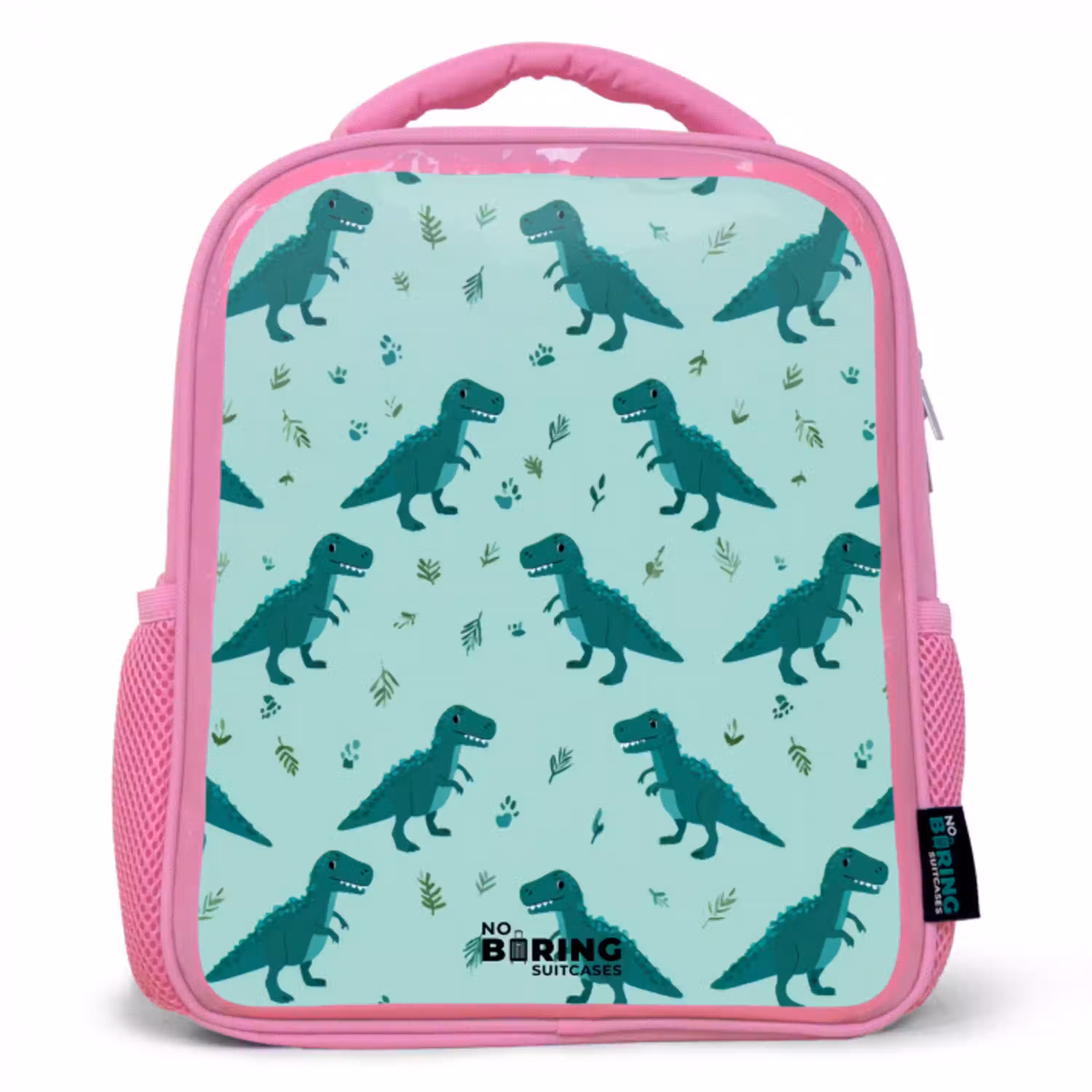 Dinos - Patroon - Groen Kinderrugzak - Roze middel -3d