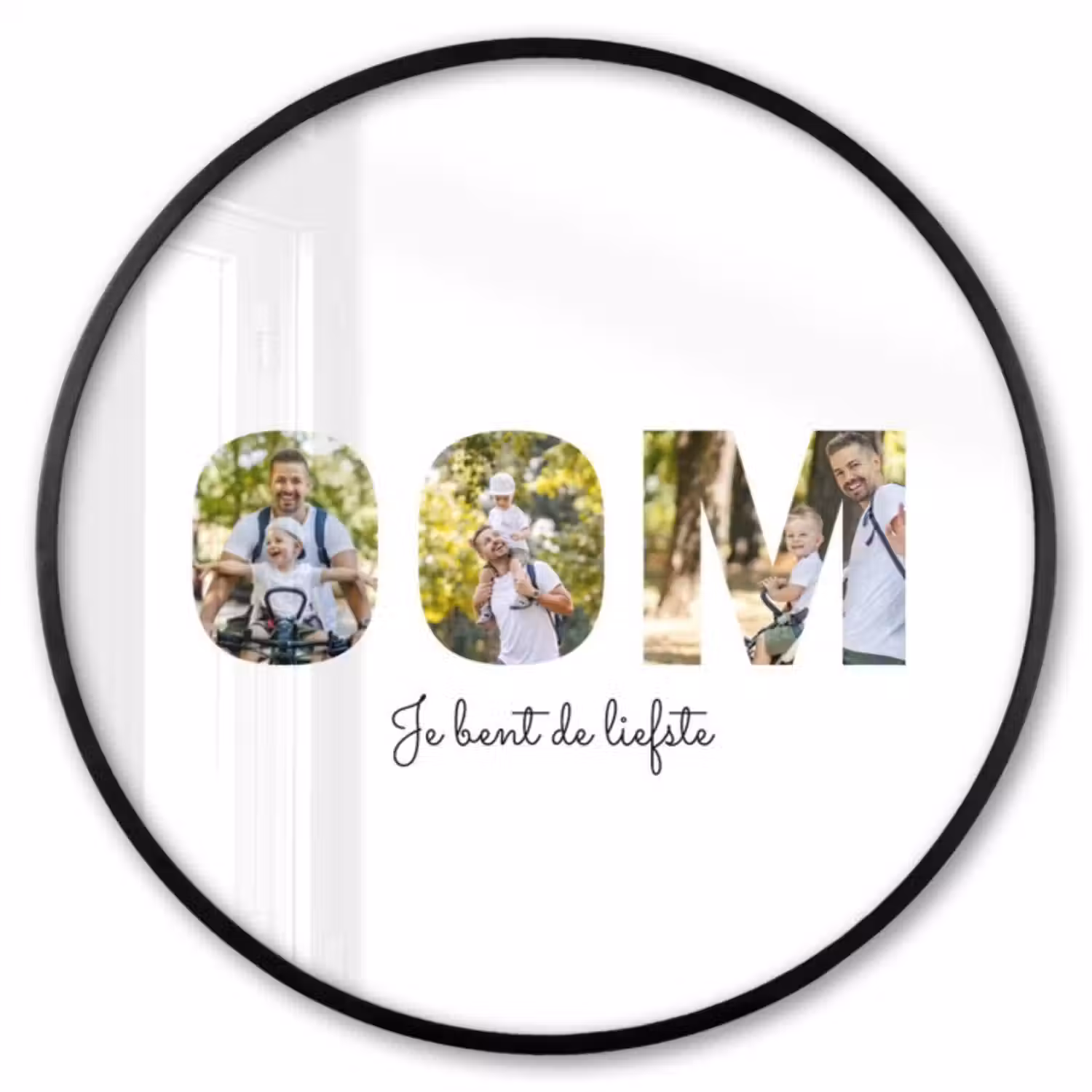 Gepersonaliseerde ronde fotolijst - Oom - Lettercollage