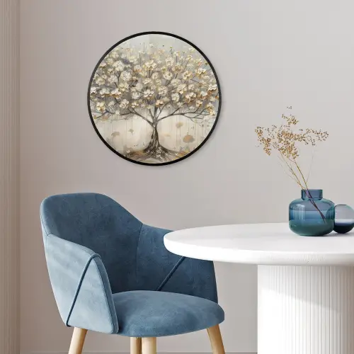 Boom - Beige - Goud - Verflook - Grijs Fotolijst rond zonder passe partout klein -sfeer2