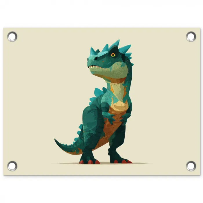 Stekels - Dino - Blauw - Gespierd tuinposter los doek klein -3d
