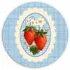 Aardbeien - Lijst - Rood - Geruit Wandcirkel plexiglas klein -3d