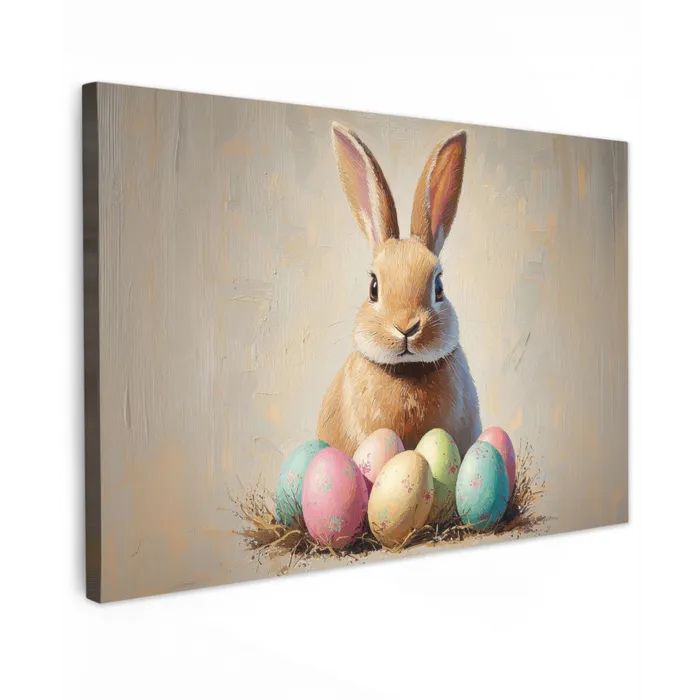 Paashaas - Pastel - Eieren canvas 2cm klein -z3d