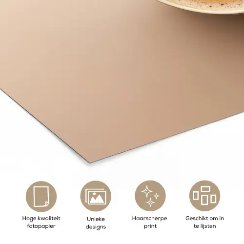 Koffie - Melkschuim - Lach - Beige poster papier klein -closeup_NL