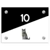 Zwart wit - Huisdier - Grijze kat Naambord Rechthoek middel -3d