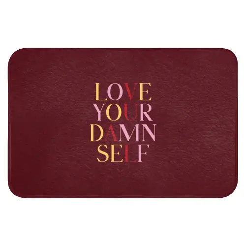 Love your damn self - Kleurrijk - Bordeaux Badmat klein -3d