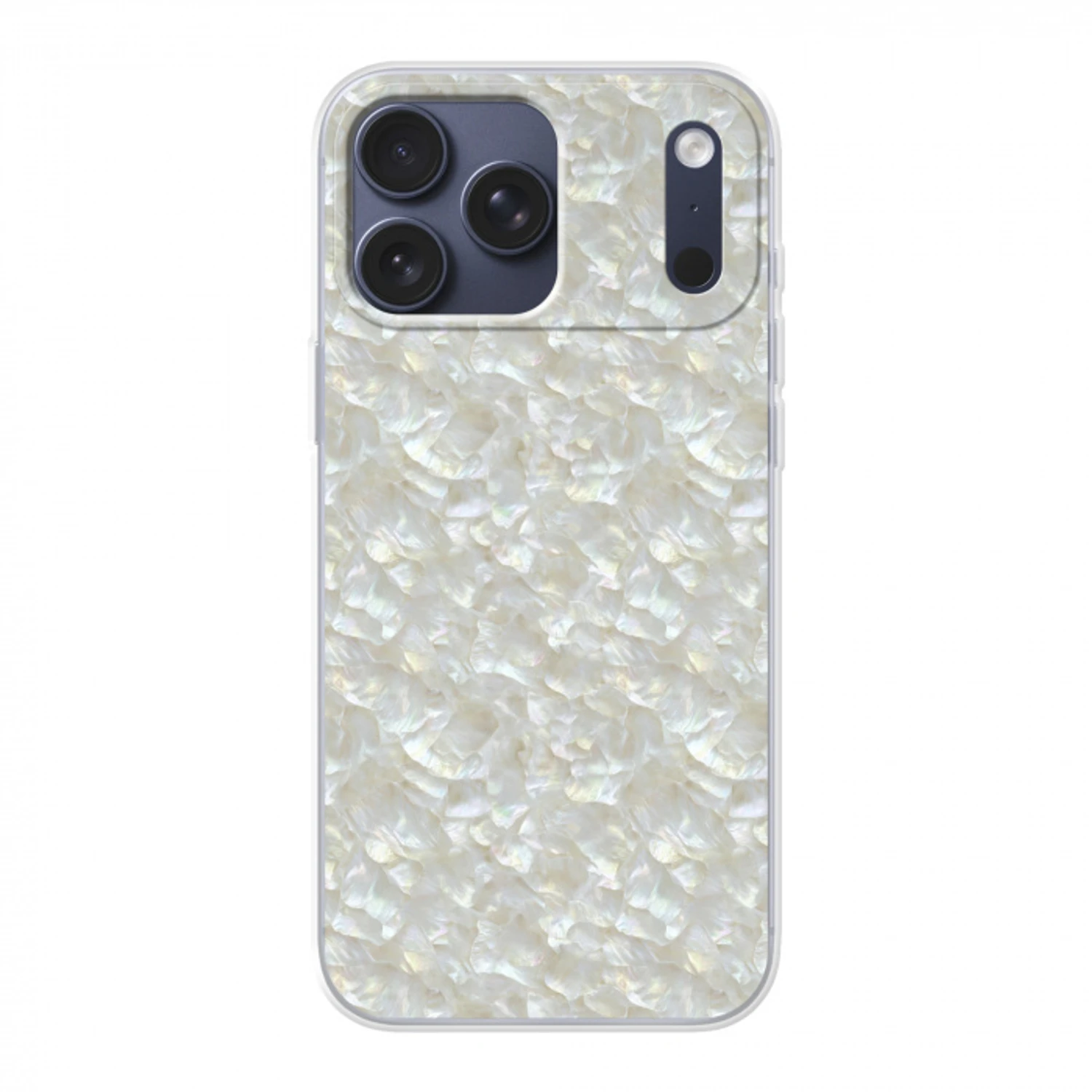 Parelmoerglans - Wit - Schelp Telefoonhoesje iPhone 17 Pro Max klein 879 -3d