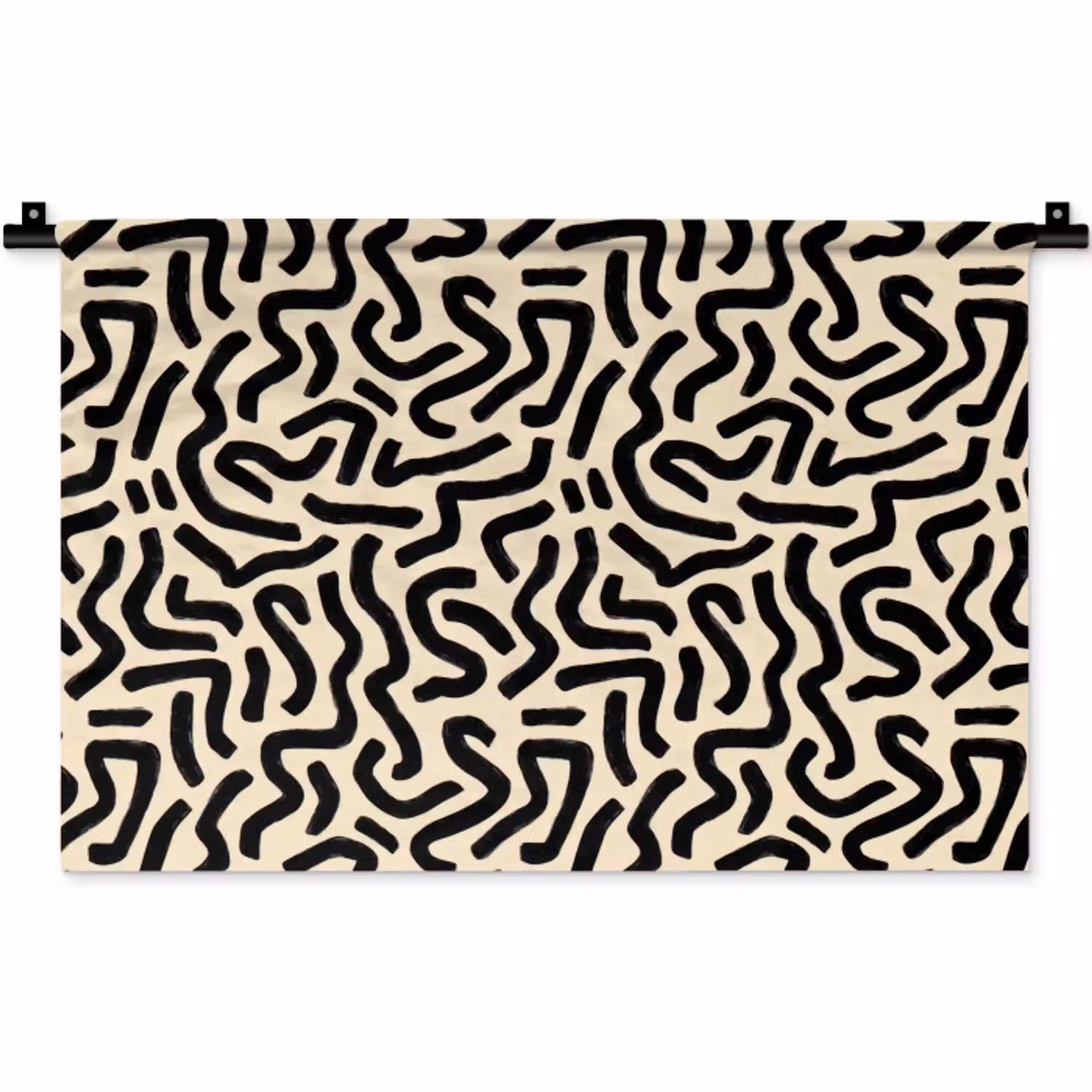 Abstract - Lijnen - Zwart Wandkleed katoen klein 269 -zz3d