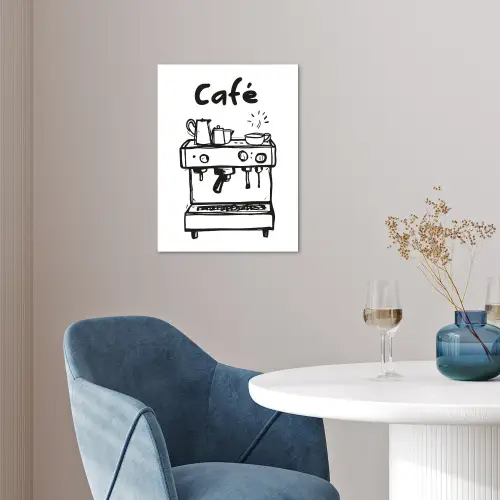 Illustratie - Café - Koffiemachine - Kopjes poster papier klein -sfeer3