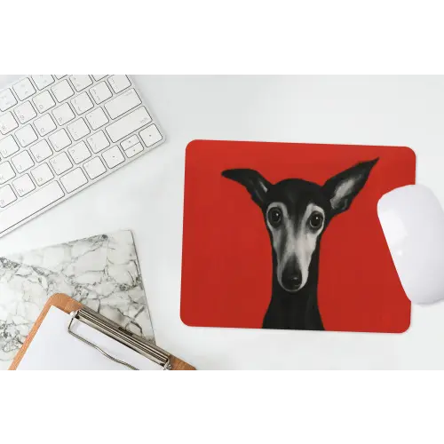 Windhond - Minimalistisch - Rood muismat rubber klein -witbureau