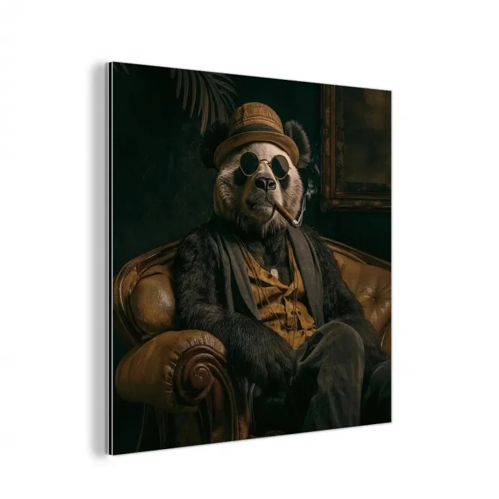 Panda - Hoed - Bril - Pak aluminium wit klein -3d