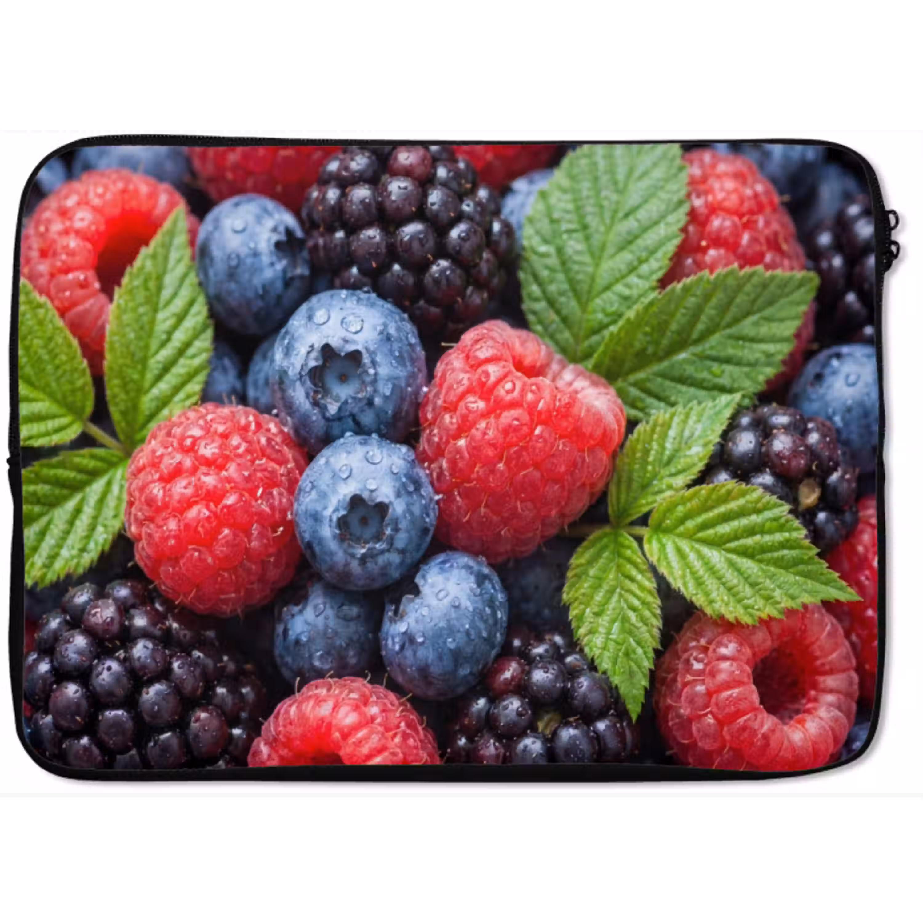 Bessen - Vers - Waterdruppels - Kleurrijk - Eten laptophoes neopreen klein -zkaufland3dotto