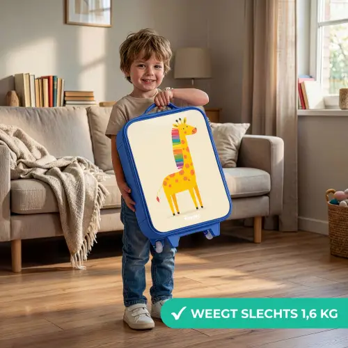 Giraffe - Dier - Kleurrijk Kinderkoffer - Blauw klein -sfeer2_NL