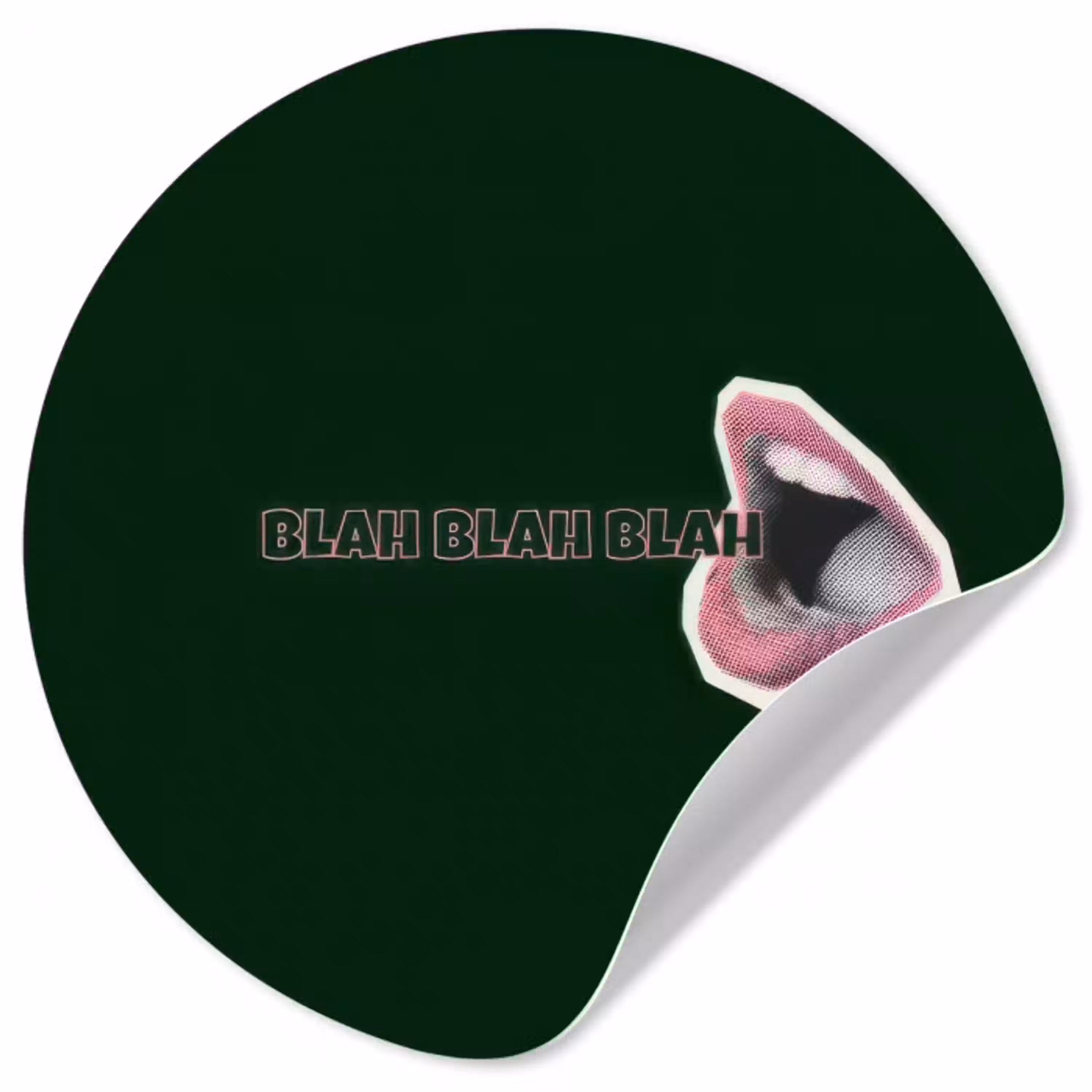 BLAH BLAH BLAH - Mond - Groen Wandcirkel behangsticker klein -3d